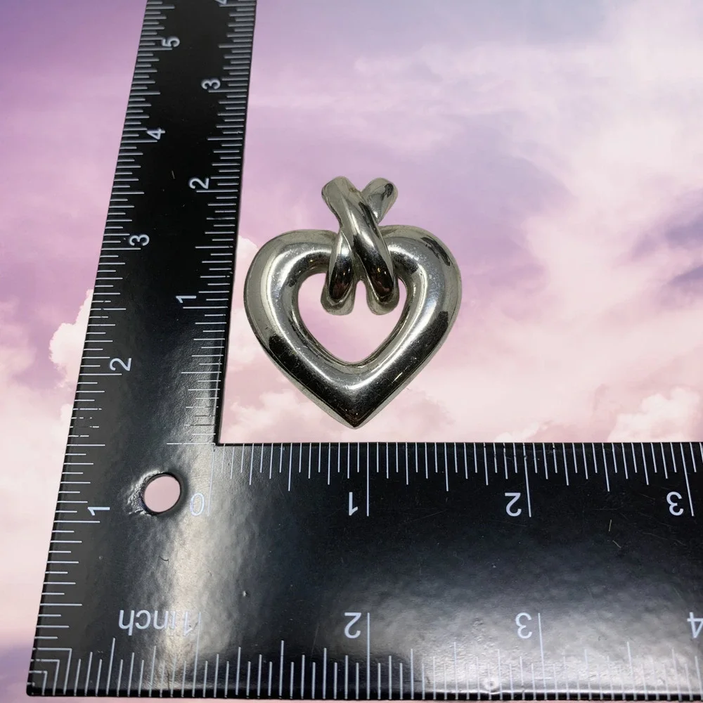 Vintage Y2K Oversized Heart & Cross Doorknocker Silver Earrings Pierced Carded